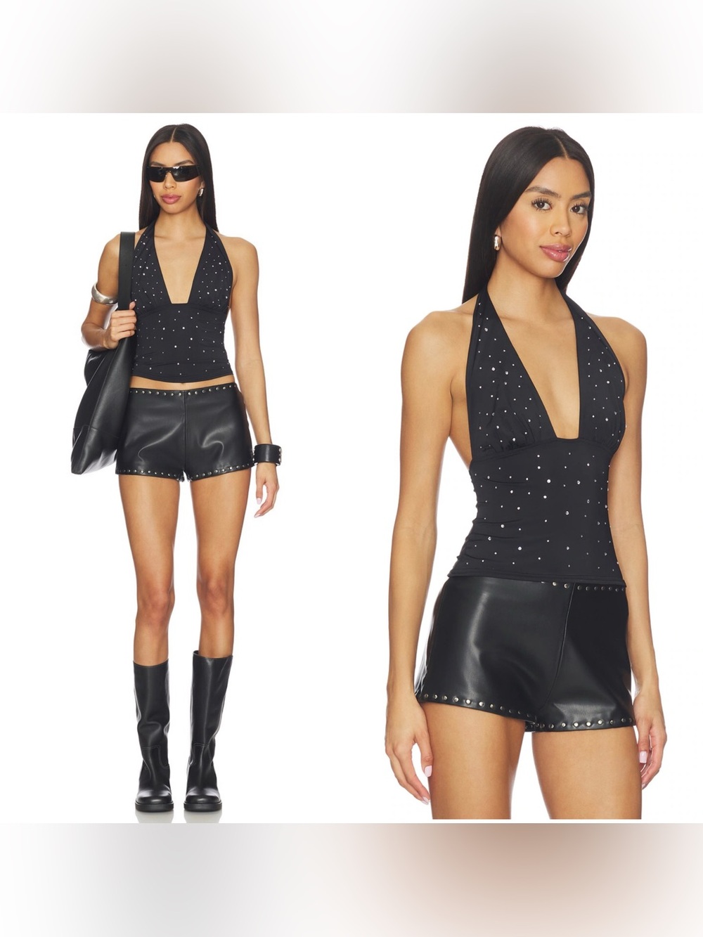 NWT superdown Sheren rhinestone studded Top in Black